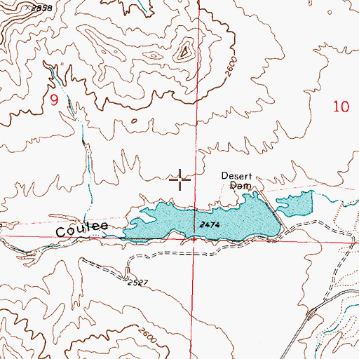 Topographic Map of Desert Dam, MT