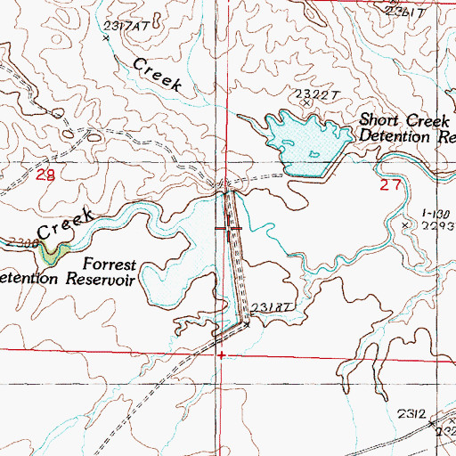 Topographic Map of Forrest Reservoir Dam, MT