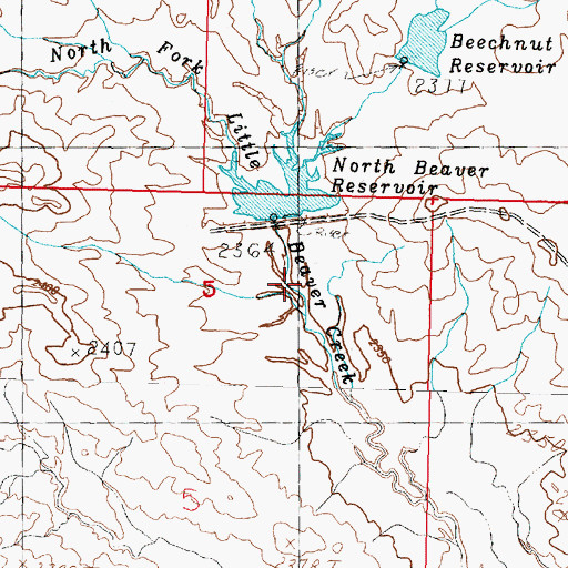 Topographic Map of North Beaver Dam, MT