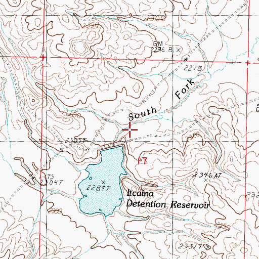 Topographic Map of Itcaina Dam, MT