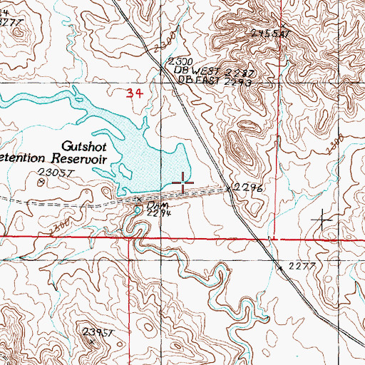 Topographic Map of Gutshot Dam, MT