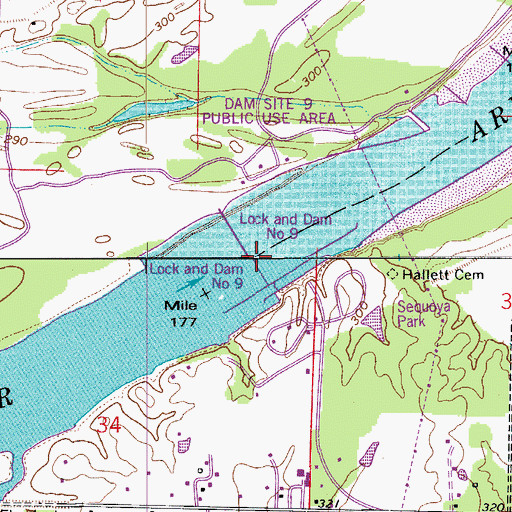 Topographic Map of Pool Nine, AR