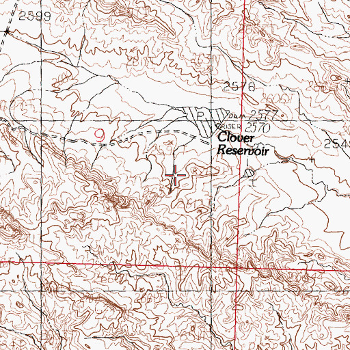 Topographic Map of Clover Drop Dam, MT