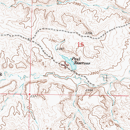 Topographic Map of Paul Reservoir Dam, MT