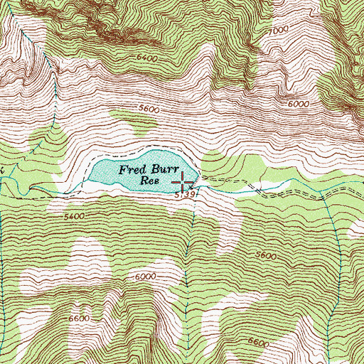 Topographic Map of Fred Burr Reservoir Dam, MT