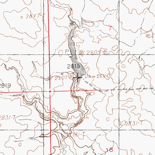 Topographic Map of BR-55 Dam, MT