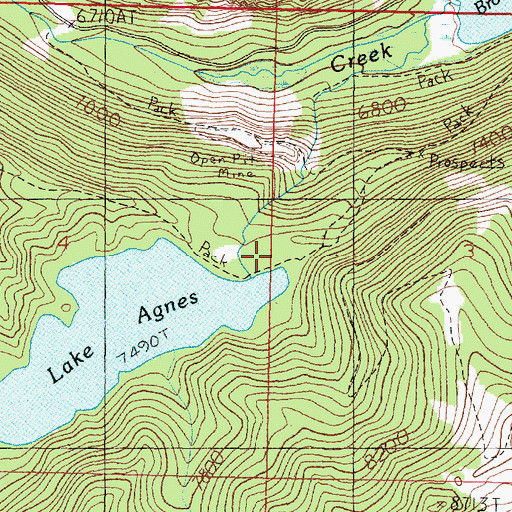 Topographic Map of Lake Agnes, MT
