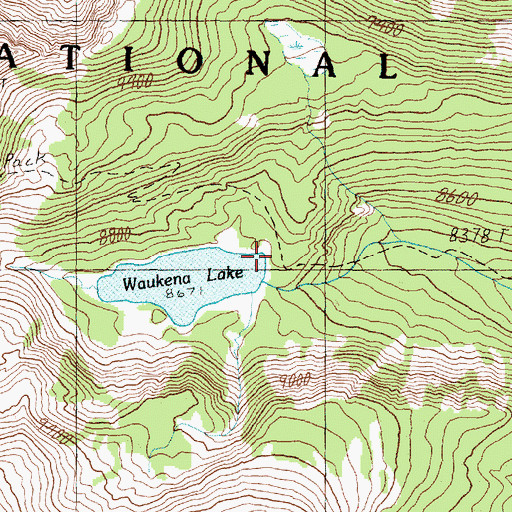 Topographic Map of Waukena Lake Dam, MT