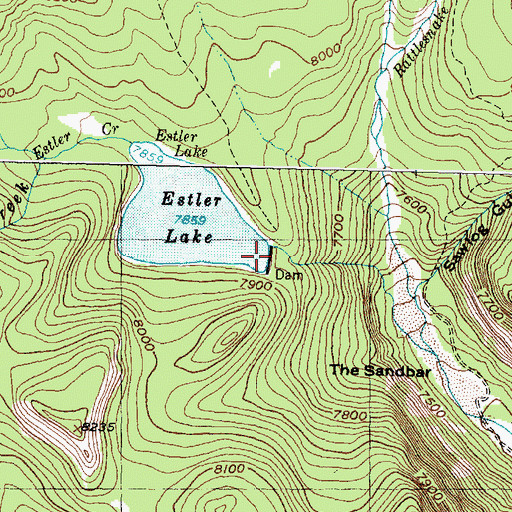 Topographic Map of Estler Lake Dam, MT