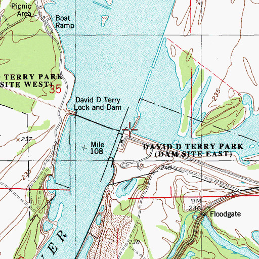 Topographic Map of David D Terry Lake, AR
