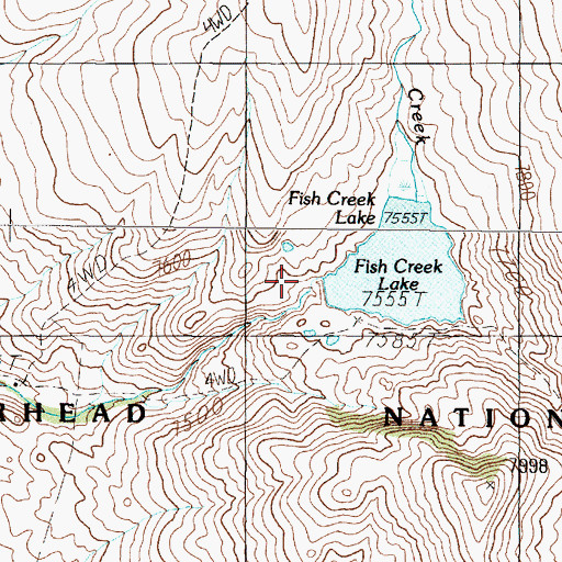 Topographic Map of Fish Dam, MT