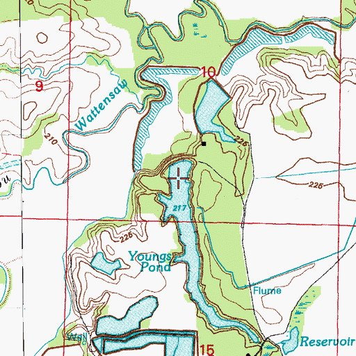 Topographic Map of Youngs Reservoir Number One Dam, AR