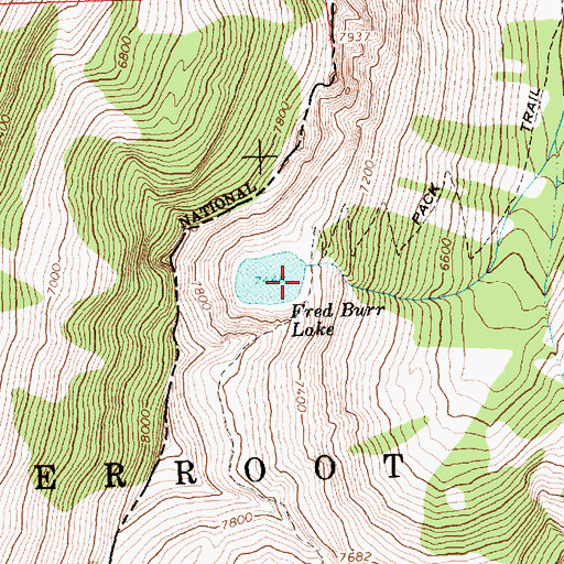 Topographic Map of Fred Burr Lake Dam, MT