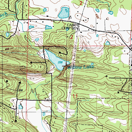 Topographic Map of Arkansas Noname Two Dam, AR