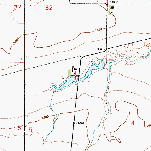 Topographic Map of Prairie Nest Ranch 2 Dam, MT