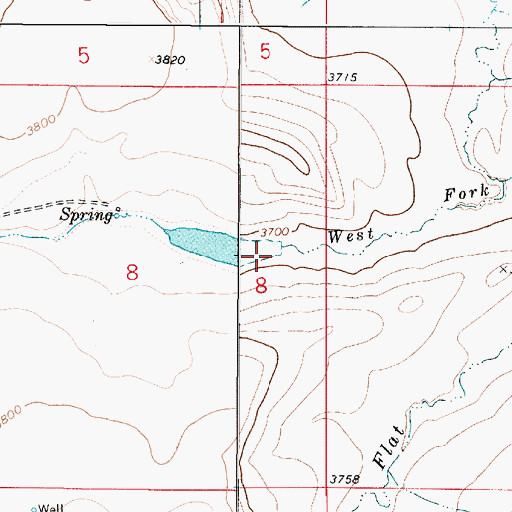 Topographic Map of Leveque Reservoir Dam, MT