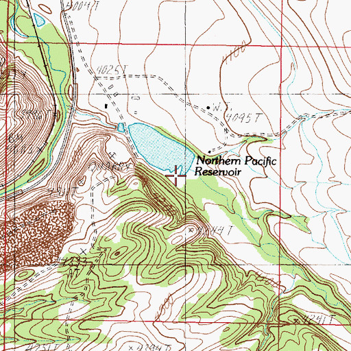 Topographic Map of Northern Pacific Reservoir Dam, MT