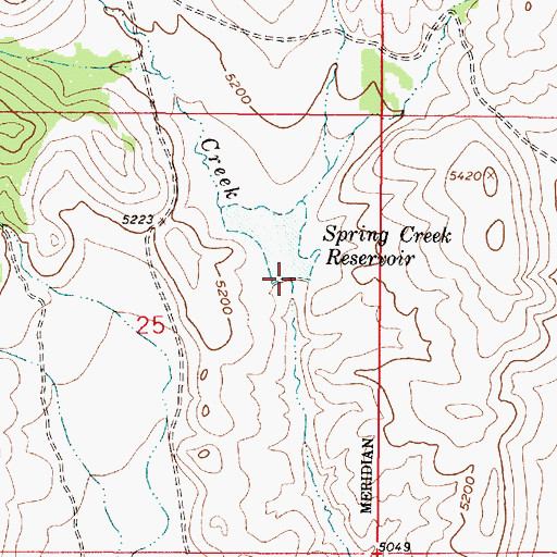Topographic Map of Spring Creek Lake Dam, MT
