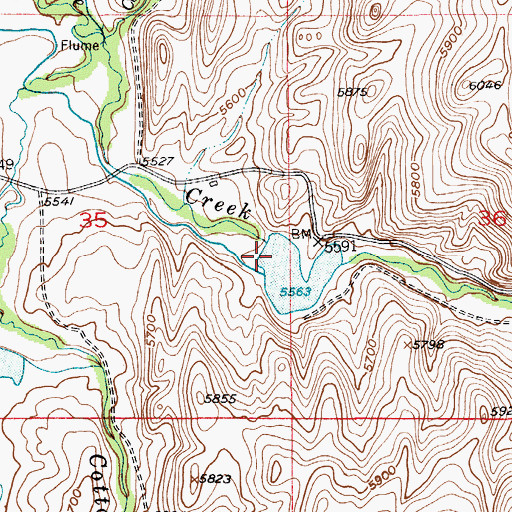 Topographic Map of Kiff Reservoir 1 Dam, MT