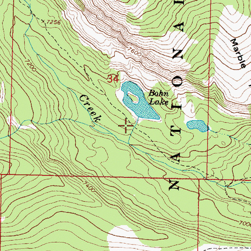 Topographic Map of Bohn Lake Dam, MT