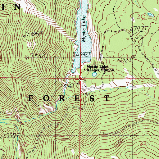 Topographic Map of Mystic Lake Dam, MT