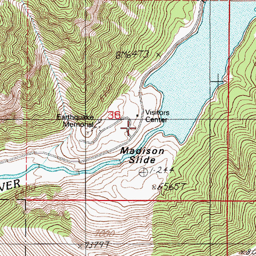 Topographic Map of Earthquake Lake Dam, MT