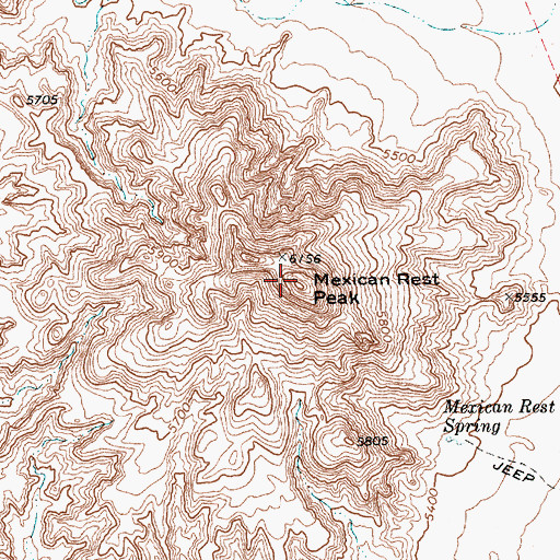 Topographic Map of Mexican Rest Peak, AZ
