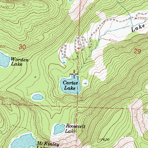 Topographic Map of Carter Lake Dam, MT