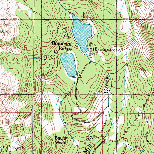 Topographic Map of Lower Branham Dam, MT