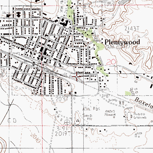 Topographic Map of Box Elder Creek Dam, MT