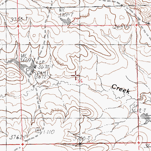Topographic Map of Rindal Reservoir, MT