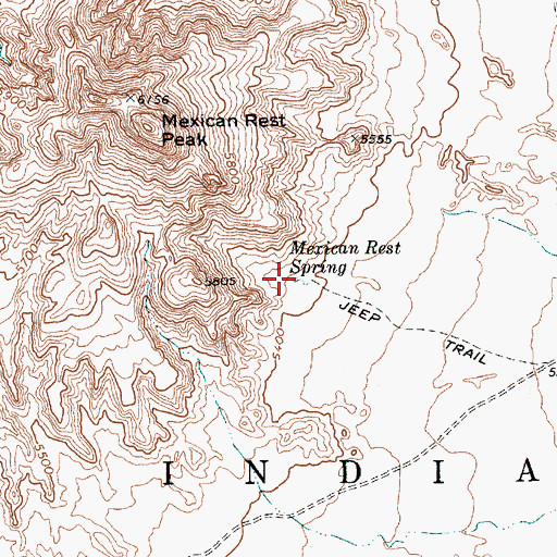 Topographic Map of Mexican Rest Spring, AZ