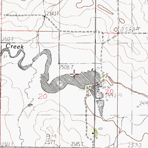 Topographic Map of Pawlowski Reservoir Dam, MT
