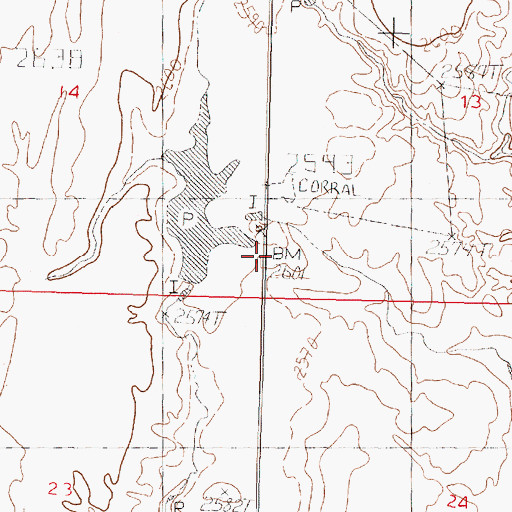 Topographic Map of Corral Dam, MT