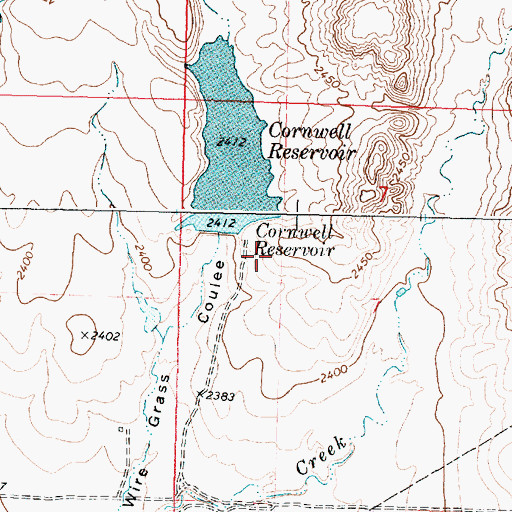 Topographic Map of Cornwall Dam, MT
