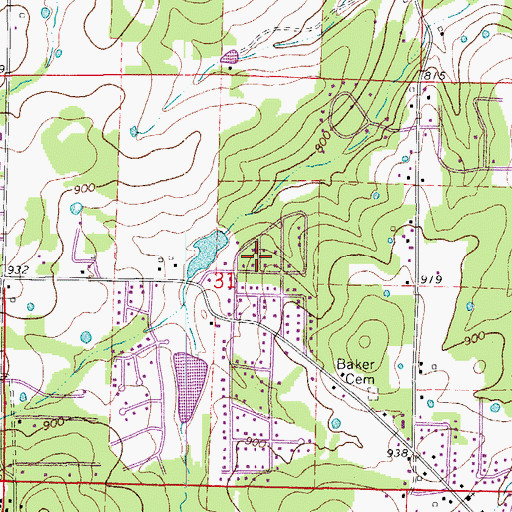 Topographic Map of Higginbottom Lake Dam, AR