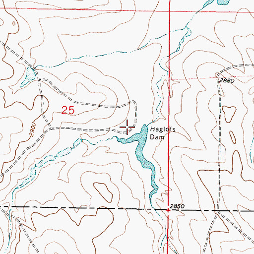 Topographic Map of Haglof Reservoir Dam, MT