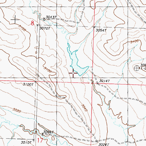 Topographic Map of Saylor Reservoir Dam, MT
