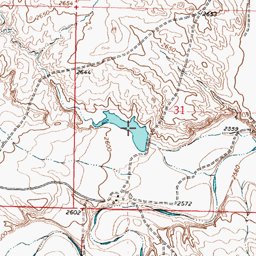 Topographic Map of D Harbaugh Dam, MT