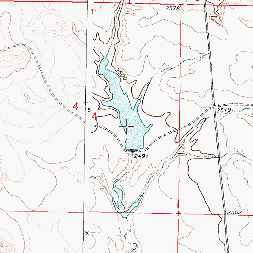 Topographic Map of Burgess Reservoir Dam, MT