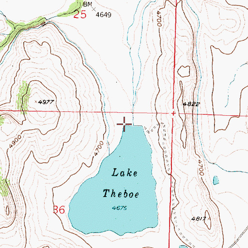 Topographic Map of Lake Theboe Dam, MT