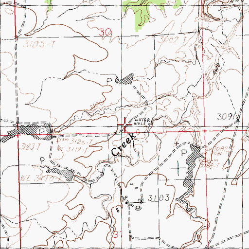 Topographic Map of Petranek Reservoir Dam, MT