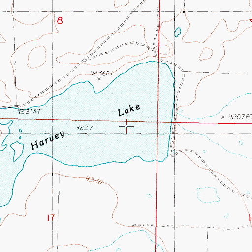 Topographic Map of Harvey Lake Dam, MT