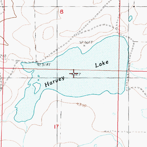 Topographic Map of Harvey Lake, MT