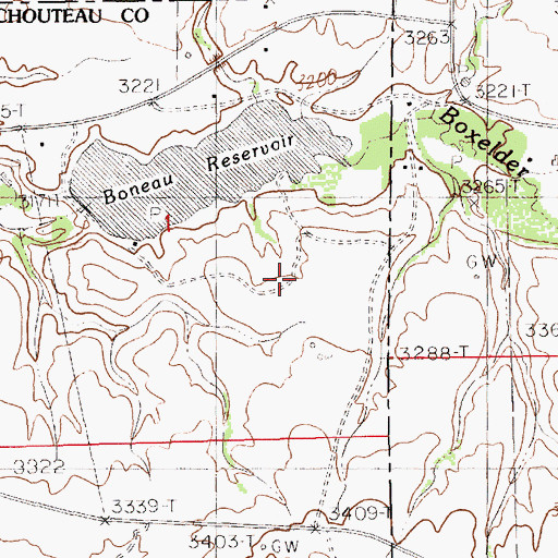 Topographic Map of Bonneau Dam, MT
