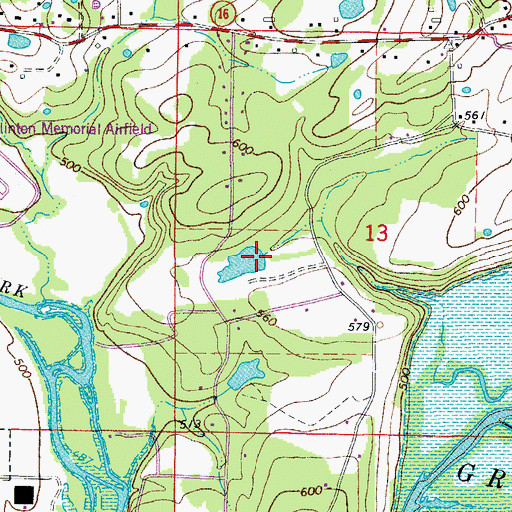 Topographic Map of Clinton Lake Dam, AR