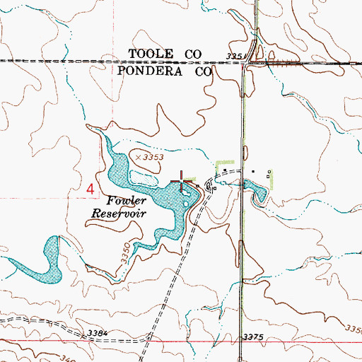 Topographic Map of Fowler Dam Number 2, MT