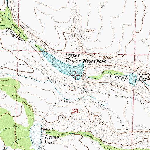 Topographic Map of Upper Taylor Dam, MT