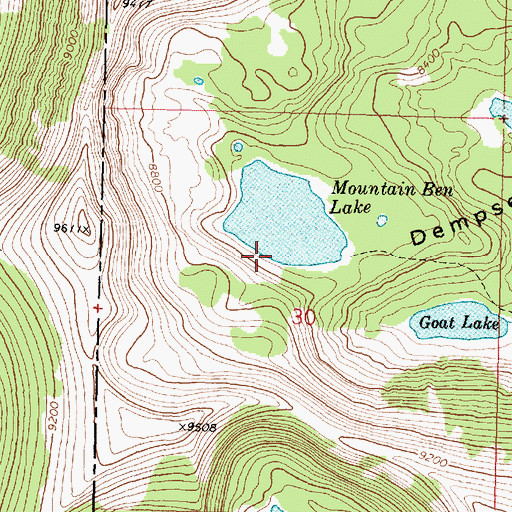 Topographic Map of Mountain Ben Dam, MT
