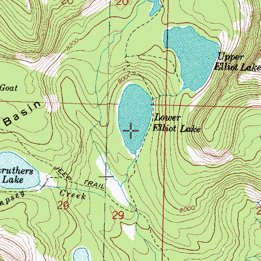 Topographic Map of Lower Elliot Lake Dam, MT